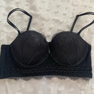 Victoria's Secret Very Sexy Multi-Way Bra Size 36B Lace Thick Strap Black Goth